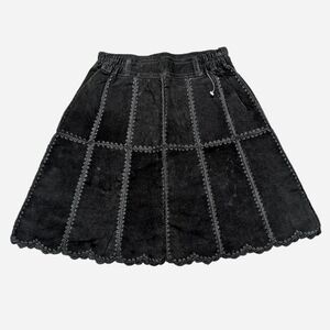 Vintage Black Suede/Leather Knit Patchwork Mini Skirt ‼️open to offers